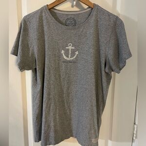 Life Is Good Smile Aweigh Gray Anchor Tee
